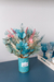 Box floral azul com rosa - Caméllias Flores Secas 
