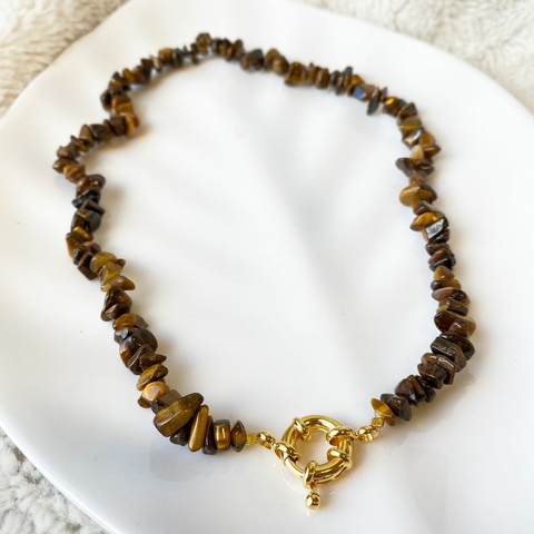 CHOKER CASCALHO OLHO DE TIGRE