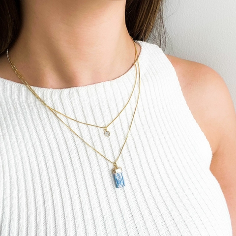 COLAR DUPLO PONTO DE LUZ CIANITA AZUL