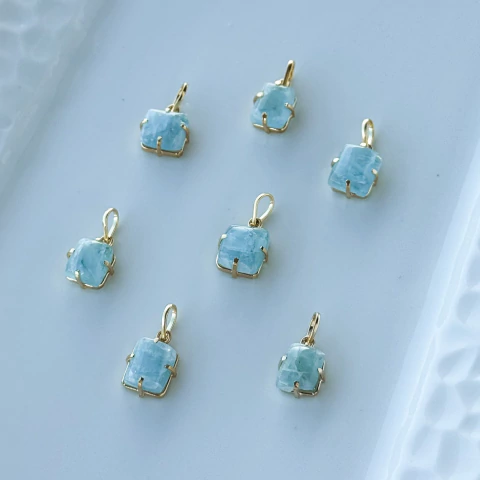 PINGENTE QUADRADO ÁGUA MARINHA - comprar online