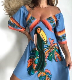 Vestido curto com mangas - Maria Mariá Moda e Acessórios