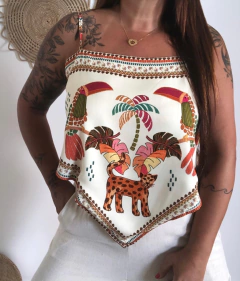Blusa lenço - Dupla face - Coleção Belezas do Pantanal - Maria Mariá Moda e Acessórios