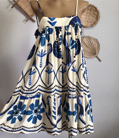 Vestido curto com alças reguláveis - Tucano azul - Maria Mariá Moda e Acessórios