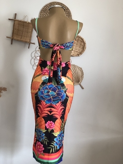 Vestido Mid malha canelada - fundo preto - loja online