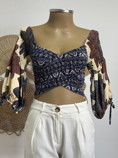 Imagem do Cropped transpassado de lastex- Boho fashion