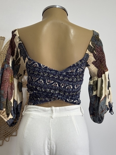 Cropped transpassado de lastex- Boho fashion