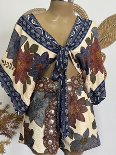 Cropped laço manga morcego - Boho