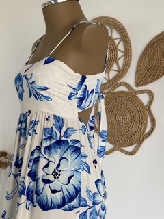 Vestido longo amarração nas costas - céu azul - comprar online