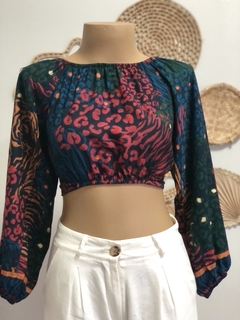 Cropped multiforma - fundo marinho - Maria Mariá Moda e Acessórios