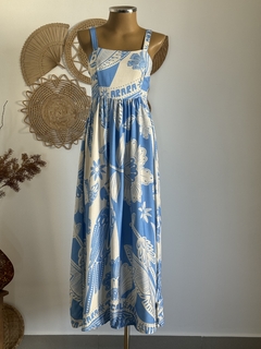 Vestidos longo com alças largas e decote quadrado - Maria Mariá Moda e Acessórios