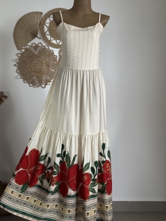 Vestido longo alças reguláveis- Plus size- Coleção Encanto das Flores - comprar online