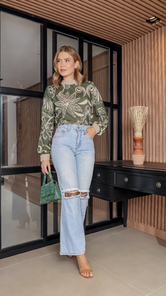Blusa manga longa - verde oliva - loja online