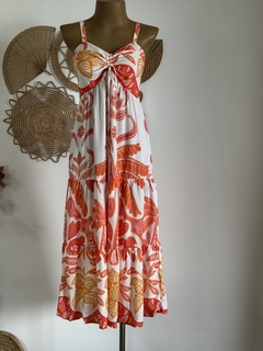 Vestido longuete - ajuste frontal - Brisas do mar - Maria Mariá Moda e Acessórios