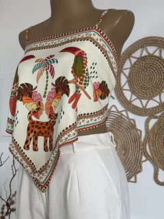 Blusa lenço - Dupla face - Coleção Belezas do Pantanal - loja online
