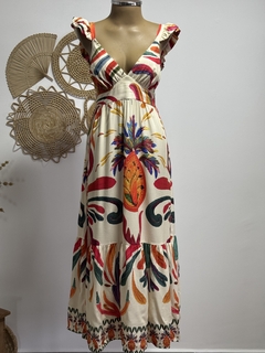 Vestido longo - alça com babado - loja online