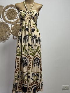 Vestido longo amarração no pescoço- Verona - Maria Mariá Moda e Acessórios