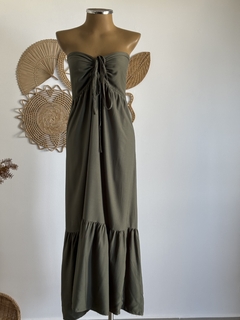 Imagem do Vestido longo amarração no pescoço /Tomara que caia - verde