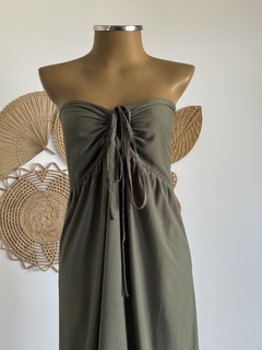 Vestido longo amarração no pescoço /Tomara que caia - verde