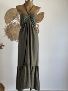 Vestido longo amarração no pescoço /Tomara que caia - verde - comprar online