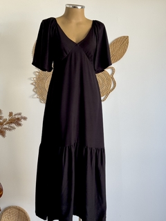 Vestido longo com mangas - preto - loja online