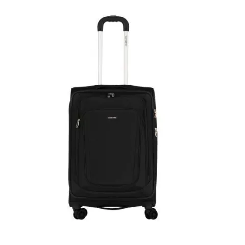 Mala de Viagem Pequena Bordo Poliéster Expansível Rodas Duplas 360 Cadeado TSA Samsonite Kick Air - PRETA