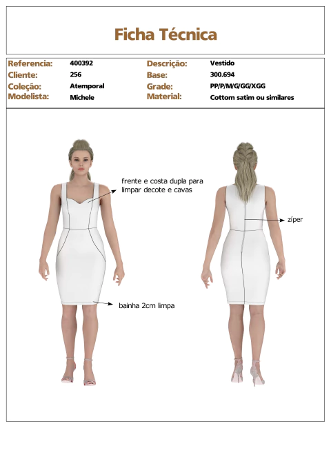 Modelagem de Vestido Feminino para tecido com elastano ref 400.392 - comprar online