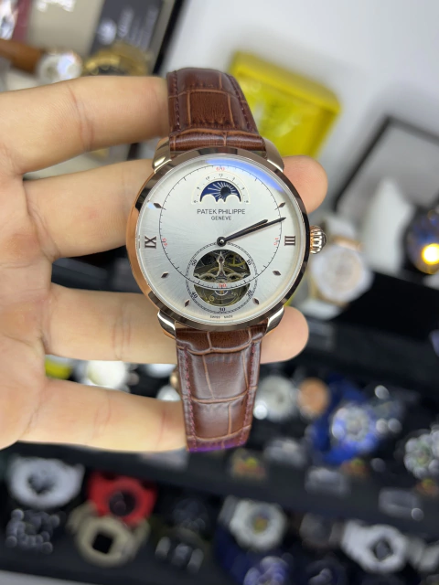 P. PHILIPPHE TOURBILION PERPETUAL BRANCO/ROSE 18K PREMIUM AAA+ 44MM - A PROVA DÁGUA 10M