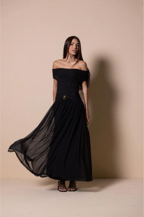SAIA TULE LISO DETALHE CINTURA - comprar online