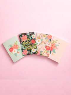 Box libreta cosida A5 X4 flores - comprar online
