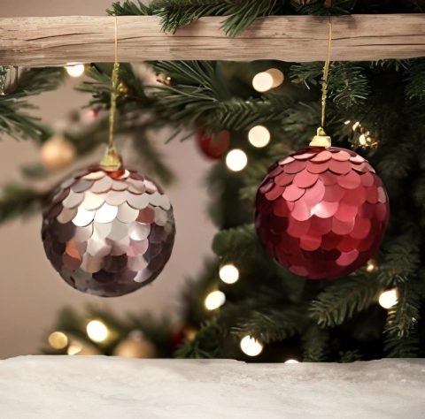 BOLA NATALINA ESCAMAS EM PAETÊ 10CM