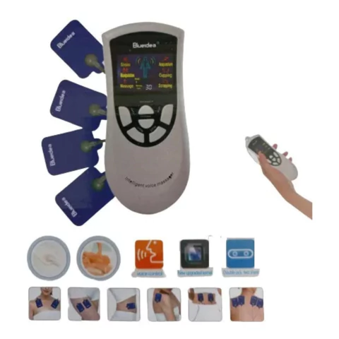 MASSAGEADOR TERAPÊUTICO DIGITAL LCD COM PULSO ELÉTRICO (TENS) E CONTROLE DE VOZ INTELIGENTE