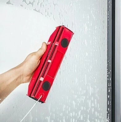 LIMPA VIDROS MAGNÉTICO COM RODO E FLANELAS