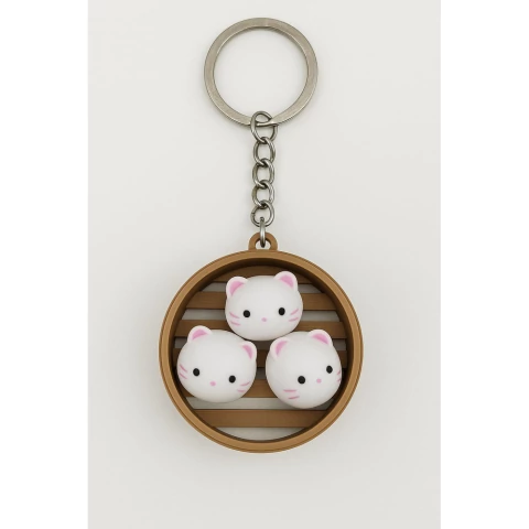 CHAVEIRO CRIATIVO DIM SUM GATINHO FOFO EM MINIATURA EM IMPRESSÃO 3D