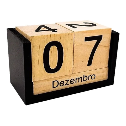 CALENDÁRIO DE MESA - CUBO MADEIRA