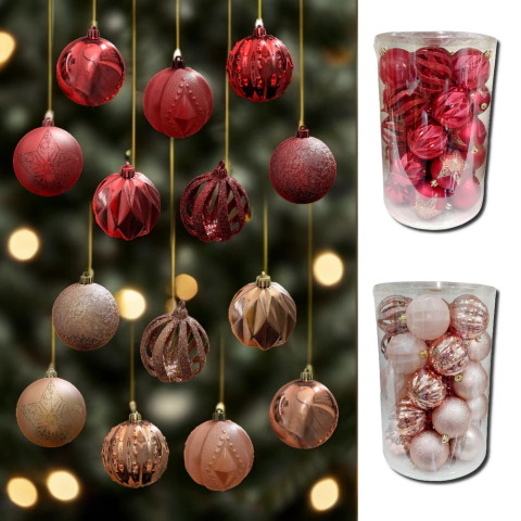 KIT BOLAS NATALINAS FORMAS VARIADAS COM 34 PEÇAS