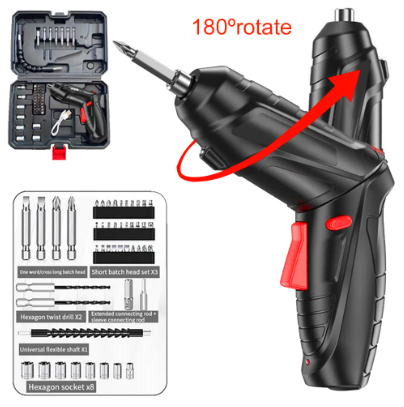 KIT MALETA PARAFUSADEIRA 180 GRAUS COM 47 PEÇAS