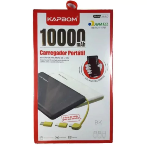 CARREGADOR PORTÁTIL POWER BANK 10000MAH