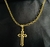 Colar Corrente Masculino Elos Cartier Pingente Crucifixo Cruz Vazado Folheado Ouro 18k Moda Luxo