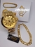 Kit Relógio de Pulso Masculino DHP Aço Inox Prova Água Dourado + Pulseira Corrente elos Cartier + Caixa - Store LVO