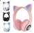 Fone de ouvido infantil Bluetooth Headphone orelha de Gato Gatinho Led RGB Microfone Headset - Store LVO