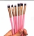 Kit com 6 Pinceis para Maquiagem Pincel Profissional Make para Olhos Sombras Ruby Preto/Rose na internet