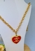 Colar Corrente Feminino Elo Português Grosso com Pingente Coração Chanel Folheado Ouro 18k Antialérgico Tendência - loja online