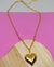 Colar Corrente Feminino Elos Português Com Pingente Coração 3D Liso Grande Folheado ouro 18k Tendência - Store LVO