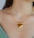 Colar Corrente Feminino Elos Português Com Pingente Coração 3D Liso Grande Folheado ouro 18k Tendência