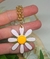 Imagem do Colar Cordão Feminino Corrente Elos Português com Pingente Flor Margarida Folheado Ouro 18k Dourado Gargantilha