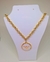 Colar Corrente Feminino com Pingente Medalha Redonda Pomba Espírito Santo Elo Português Folheado Ouro 18K Moda