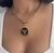 Kit conjunto Colar e Pulseira Elo Português com Pingente Divino Espirito Santo Folheado Ouro 18k Preto Branco - loja online