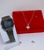 Kit Relógio Digital Casio Wr Retrô Vintage Aço Inox + Conjunto colar e Brincos Folheado Rose Dourado Prata Moda na internet