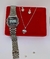 Kit Relógio Digital Casio Wr Retrô Vintage Aço Inox + Conjunto colar e Brincos Folheado Rose Dourado Prata Moda - loja online