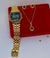 Kit Relógio Digital Casio Wr Retrô Vintage Aço Inox + Conjunto colar e Brincos Folheado Rose Dourado Prata Moda - comprar online